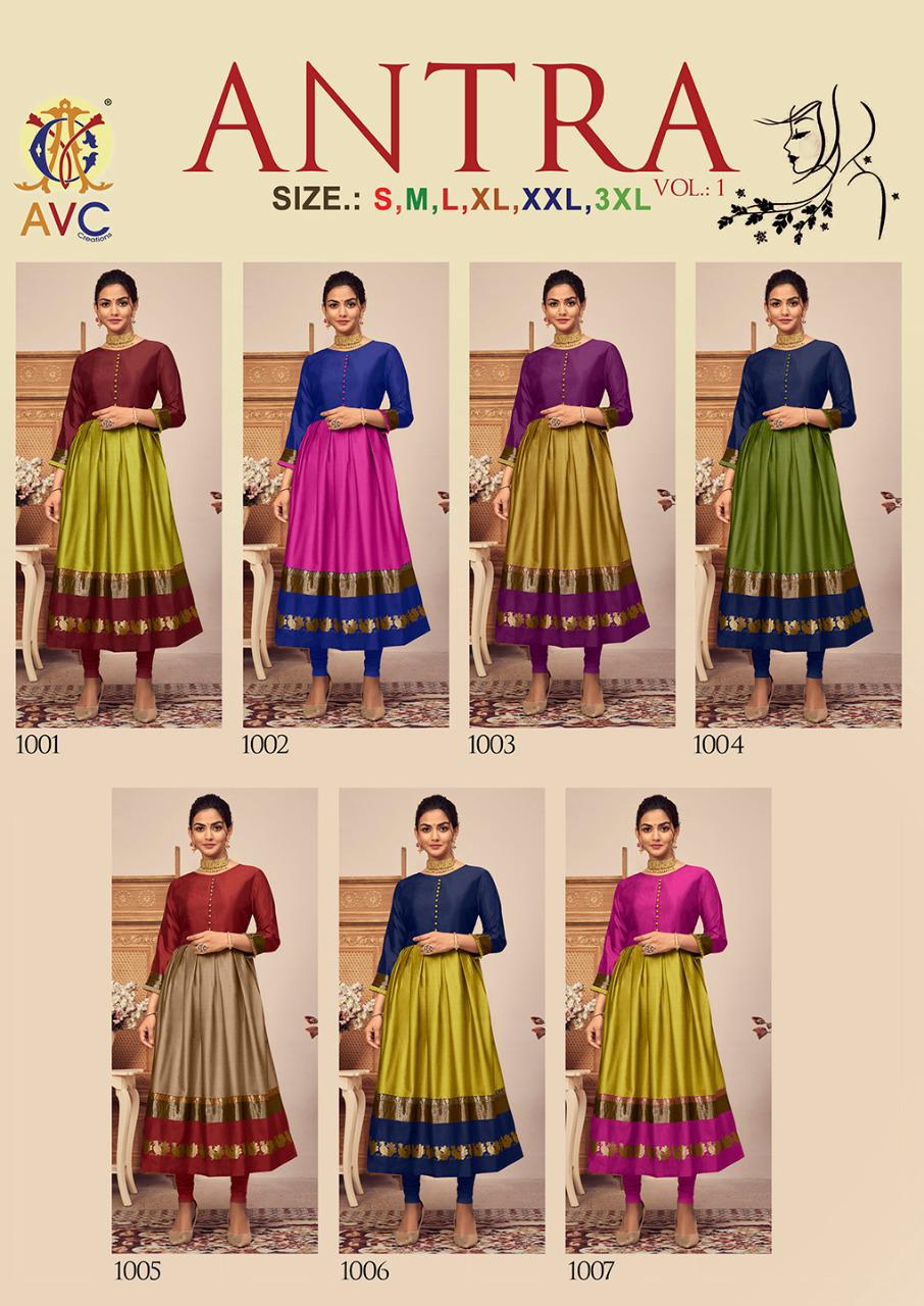 Avc Antra 1 Lichi Latest Fancy Festive Wear Silk Jacquard Designer Anarkali Kurtis Collection
